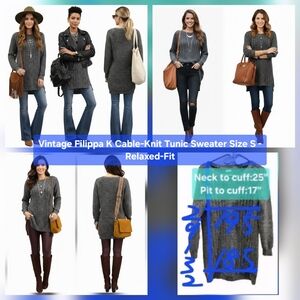 Vintage Filippa K Cable-Knit Tunic Sweater Size S - Relaxed Fit